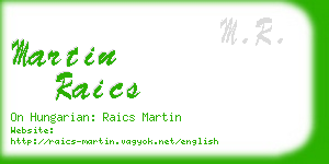 martin raics business card